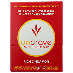 UnCrave - Anti-Hunger Gum Cinnamon, 7 Packs of 14 pieces