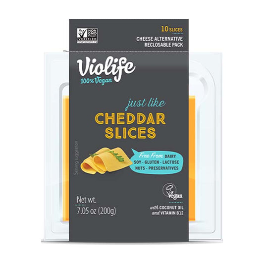 Violife - Cheese Slices - Cheddar, 7.05oz (Pack of 8)