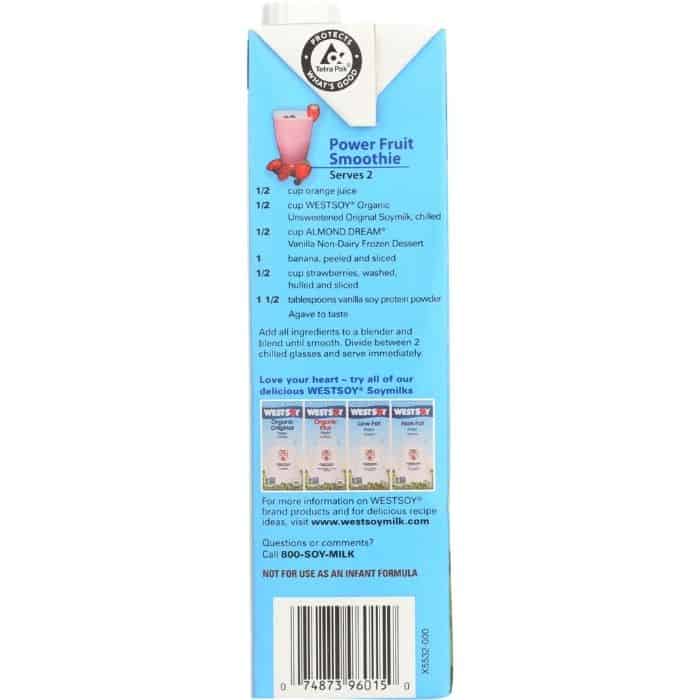 Westsoy - Unsweetened Organic Original Soy Milk (back)