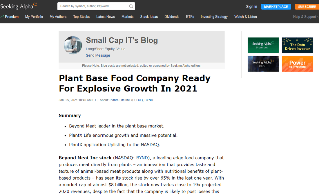Plant Base Food Company Ready For Explosive Growth In 2021 - PlantX US