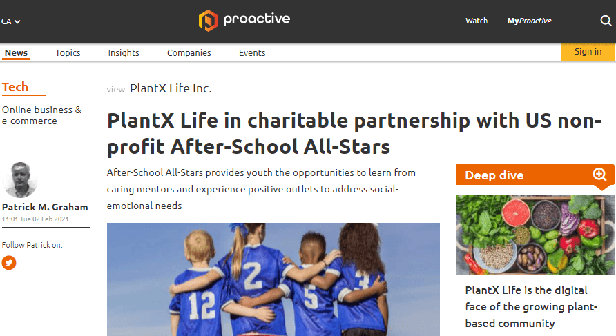 PlantX Life in charitable partnership with US non-profit After-School All-Stars