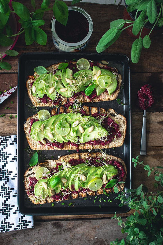Avocado & Beetroot Hummus Toast Recipe - PlantX US