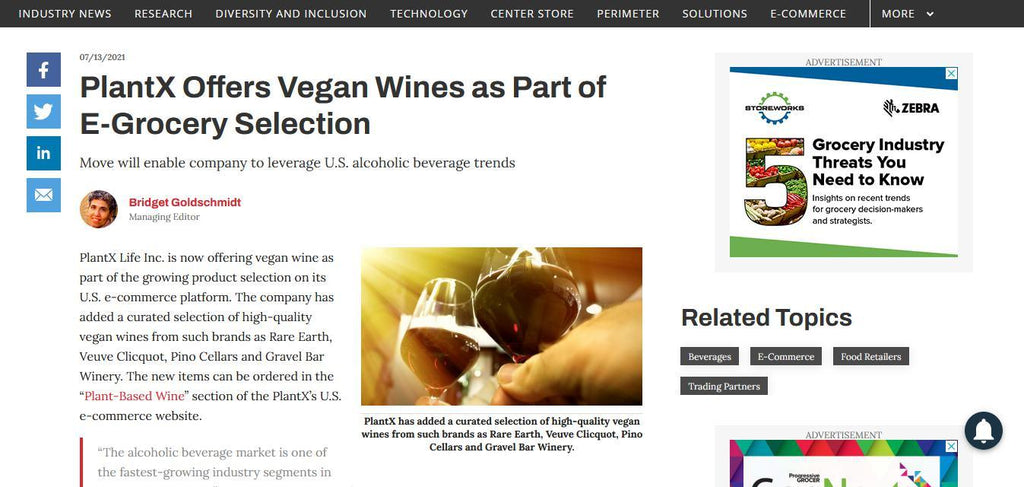 PlantX Offers Vegan Wines as Part of E-Grocery Selection