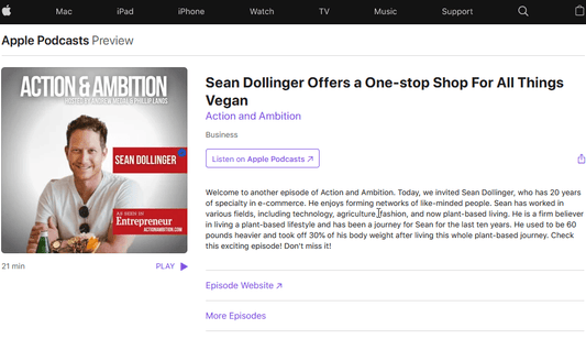 Sean Dollinger Offers a One-stop Shop For All Things Vegan - PlantX US