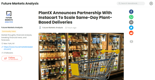 PlantX Announces Partnership With Instacart To Scale Same-Day Plant-Based Deliveries - PlantX US