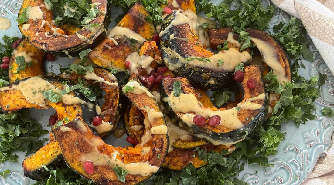 Roasted Kabocha Squash With Orange Tahini Sauce