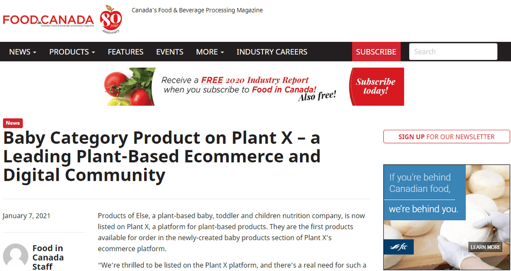 Baby Category Product on Plant X - a Leading Plant-Based Ecommerce and Digital Community