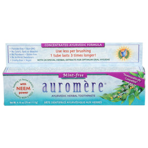 Auromere - Ayurvedic Herbal Toothpaste Mint-Free, 4.16 oz