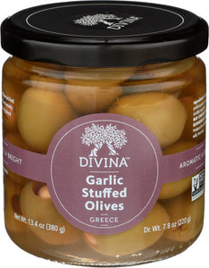 Divina - Olive Green Athos Stuffed Garlic, 7.7 OZ (Pack of 6)