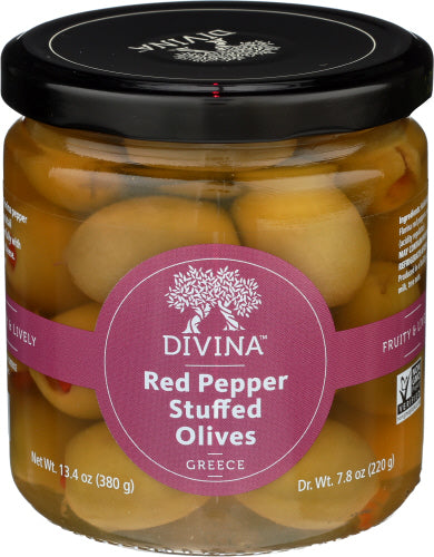 Divina - Olive Atho Stuffed Red Pepper, 7.8 Oz (Pack of 6)