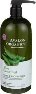 Avalon Organics - Lotion Hand & Body Unscented, 32 oz - Pack of 1