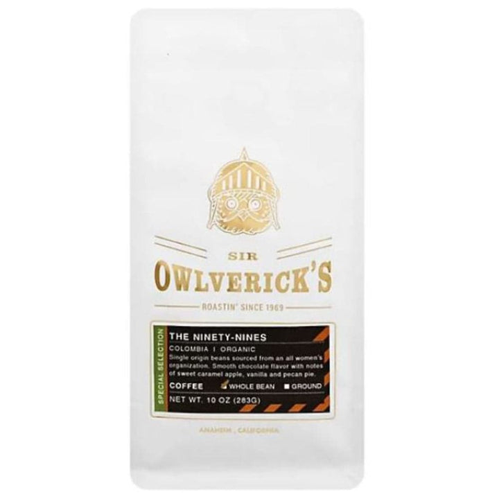 Sir Owlverick's - The Ninety Nines Whole Bean Organic Coffee, 10 oz