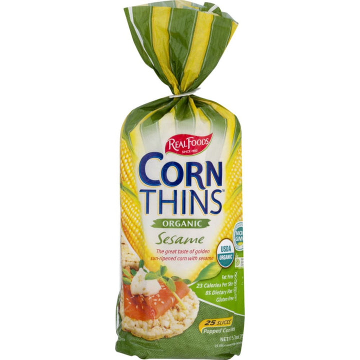 Real Foods - Organic Corn Thins - Sesame - 5.3oz