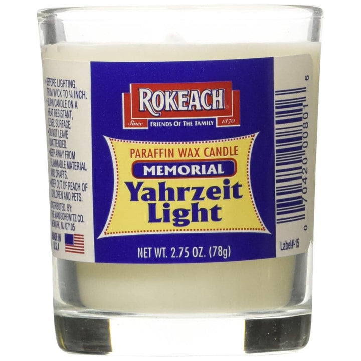 Rokeach - Memorial Yahrzeit Tumbler Candle - 2.75oz