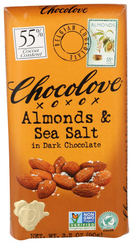 Chocolove - Dark Chocolate Bar Sea Salt & Almonds, 3.2 Oz (Pack Of 12)