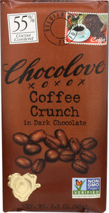 Chocolove - Dark Chocolate Bar Coffee Crunch, 3.2 Oz (Pack Of 12)