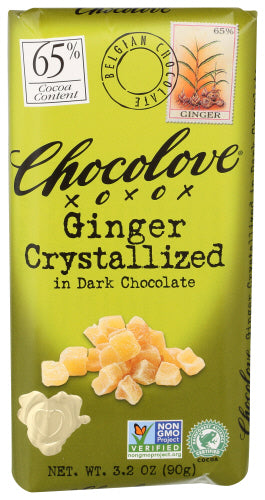 Chocolove - Dark Chocolate Bar Ginger Crystalized, 3.2 Oz (Pack Of 12)