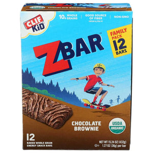 Clif Kid - Zbar Organic Chocolate Brownie Snack Bars 12 Piece, 15.24 Oz (Pack of 6)