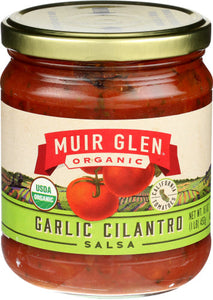 Muir Glen Salsa Medium Garlic Cilantro 16 Oz - Pack Of 12