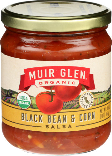 Muir Glen Salsa Medium Black Bean Corn 16 Oz pack of 12