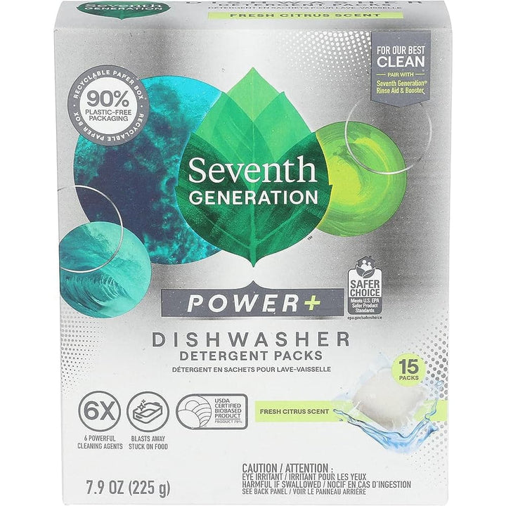 Seventh Generation - Power Plus Auto Dish Detergent 15 PC - Pack of 6