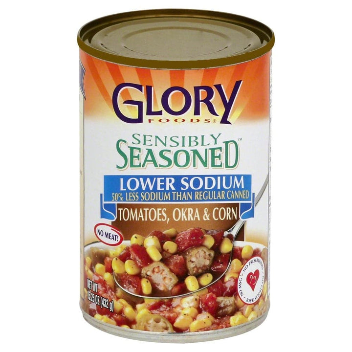 Glory Foods - Sensibly Seasoned Tomatoes Okra and Corn, 15.25 oz
