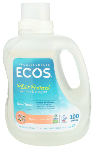 Ecos - Laundry Detergent, Magnolia & Lily, 100 oz - Pack of 4