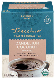 Teeccino Tea Dandelion Coconut 10 Ct - Pack Of 6