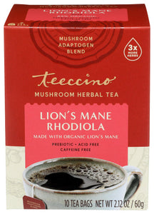 Teeccino Tea Rhodiola Mushroom 10 Ct - Pack Of 6