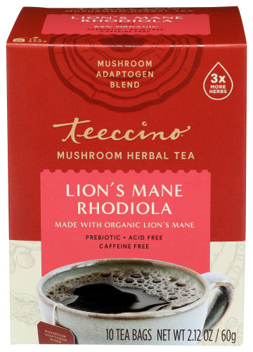 Teeccino Tea Rhodiola Mushroom 10 Ct - Pack Of 6