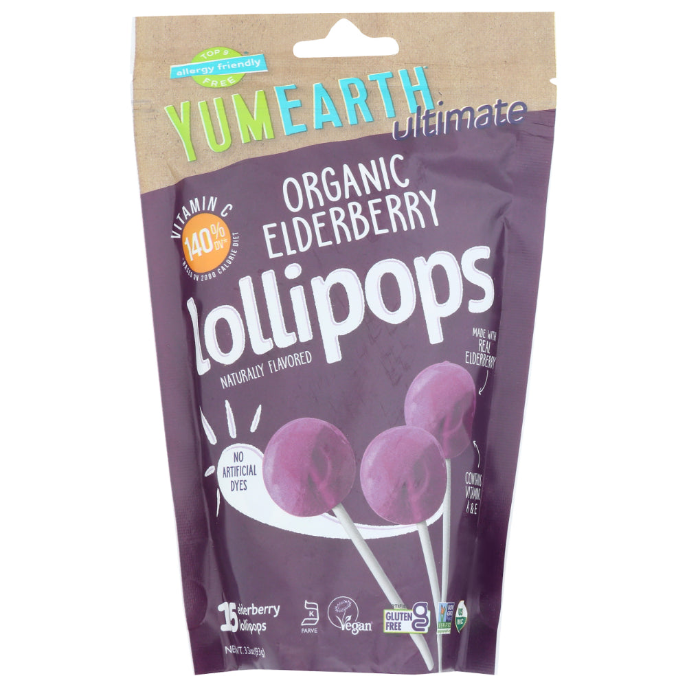 Yumearth - Pops - Elderberry, 3.3oz (Pack of 6)