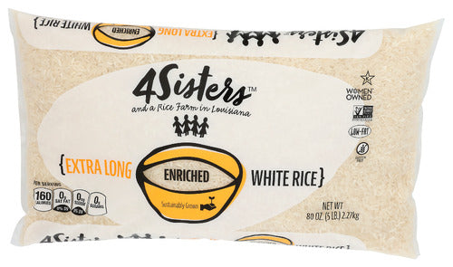 4 Sisters - White Long Grain Rice, 5 Lb - Pack of 8