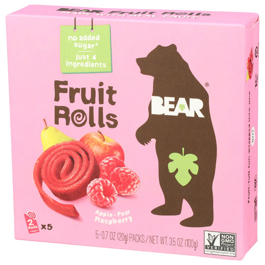 Bear Snacks - Fruit Roll - Raspberry, 3.5oz (Pack of 6)