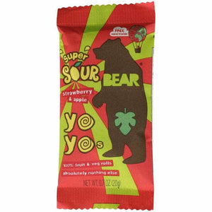 Bear - Yoyo Super Sour Strawberry & Apple Snack, 3.5 oz - Pack of 6