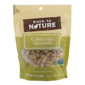 Back To Nature - Unsalted & Unroasted California Almonds, 9 oz