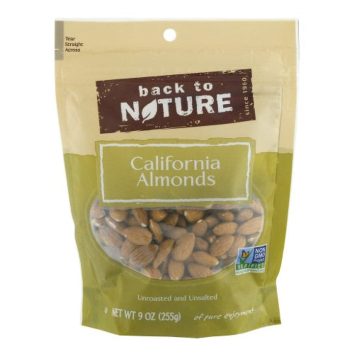 Back To Nature - Unsalted & Unroasted California Almonds, 9 oz