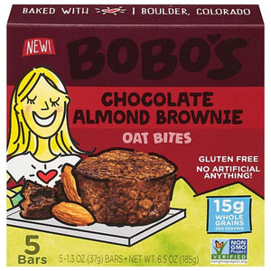 Bobo's - Gluten Free Oat Bites Chocolate Almond Brownie, 6.5 OZ - Pack of 6