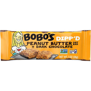 Bobo's - Oat Bars Dipped Peanut Butter Oat Bar + Dark Chocolate, 5 OZ - Pack of 6