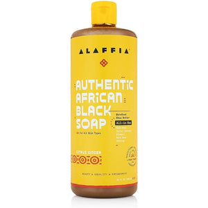 Alaffia - All in One Citrus Ginger Authentic African Black Soap, 32 Oz