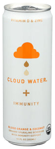 Cloud Water - Immunity Water Organic Sparkling Boold Orange & Coconut, 12 Floz (Pack Of 12)