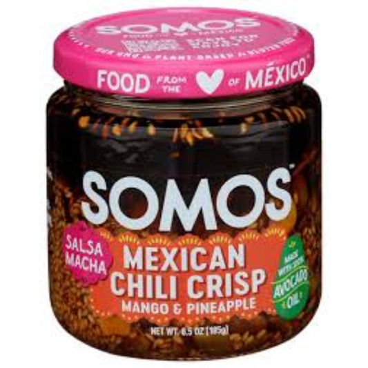 SOMOS - Mexican Chili Crisp with Mango & Pineapple Salsa Macha 6.5OZ ( Pack of 6)