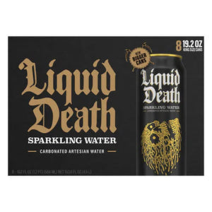 Liquid Death - Mountain Sparkling Water, 8 Pack, 153.6 Fl Oz | Pack of 3