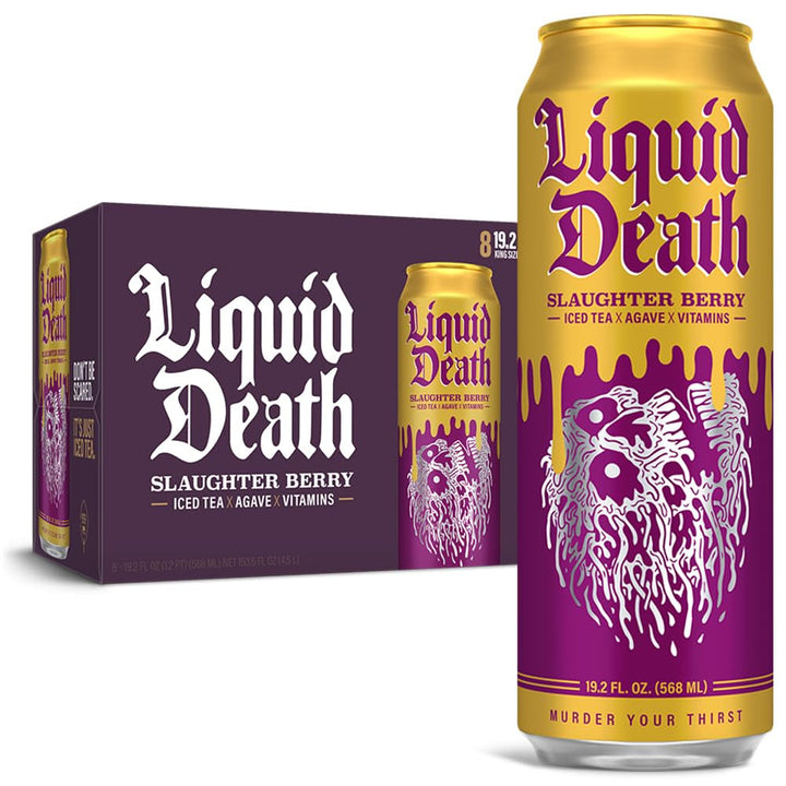 Liquid Death - Slaughter Berry Iced Tea, 8-Pack, 153.6 Fl Oz | Pack of 3