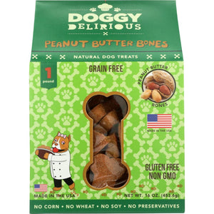 Doggy - Delirious Peanut Butter Bones Grain Free, 16 Oz