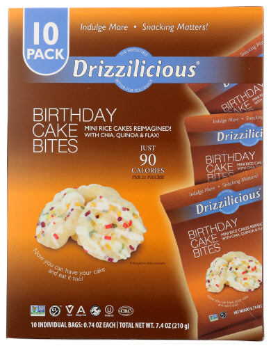Drizzilicious - Mini Birthday Cake Bites 10-pack, 7.4oz - PlantX US