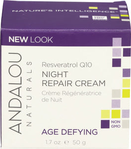 Andalou Naturals - Night Cream Repair Resveratrol Q10, 1.7 oz