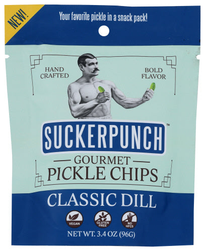 Suckerpunch Pickle Chips Classic Dill 3.4 Oz - Pack Of 12
