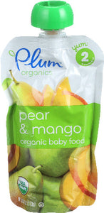 Plum Organics Baby Puree Pear Mango Organic 4 OZ - Pack of 6