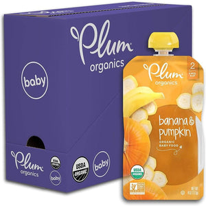 Plum Organic Baby Puree Food Banana & Pumpkin 4 OZ - (Pack of 12)