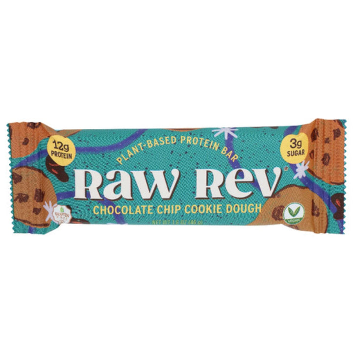 Raw Rev - Glo Chocolate Chip Cookie Dough Protein Bar 1.6 OZ - Pack of 12